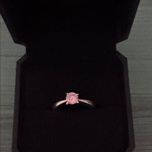 Sterling Silver Pink Solitaire Ring